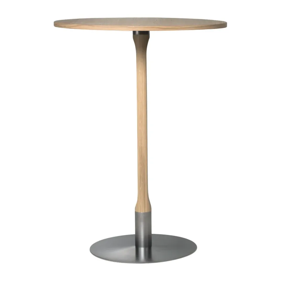 Mesa alta Rod Ø70 cm, Roble mate con acabado blanquecino*Mavis Clearance