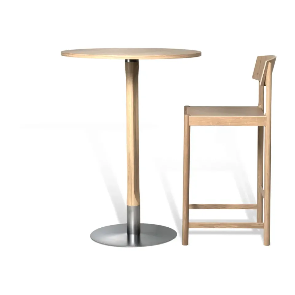 Mesa alta Rod Ø70 cm, Roble mate con acabado blanquecino*Mavis Clearance