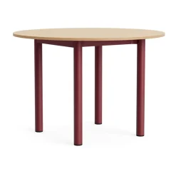 Mesa Annex Round, Roble lacado – barn red aluminium, Ø110 cm*HAY Best