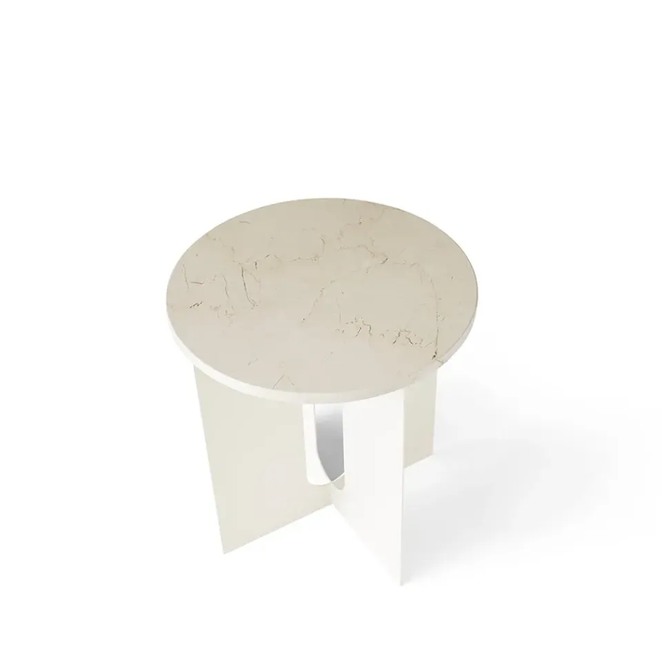 Mesa auxiliar Androgyne, Marble ivory, ø42 cm, base de acero ivory*Audo Copenhagen
