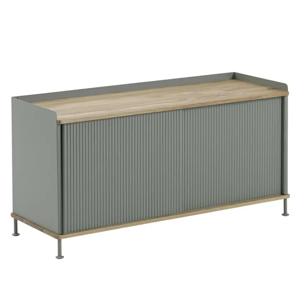 Mesa auxiliar Enfold baja 125x45x63 cm, Oak-Dusty green*Muuto Online