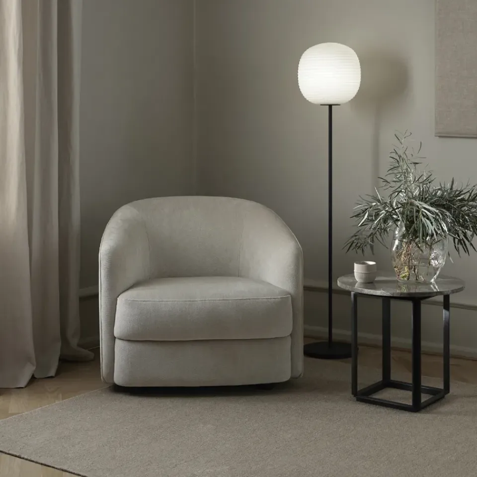 Mesa auxiliar Florence, mármol du marais, ø50 cm, soporte negro*New Works Online