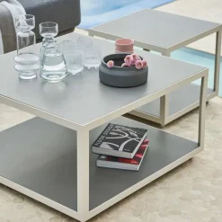 Mesa auxiliar Level, Teak, soporte blanco*Cane-line Clearance