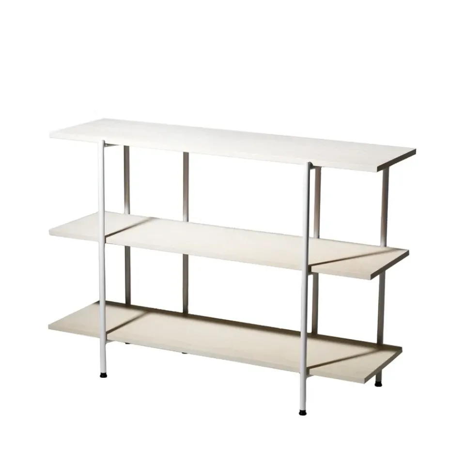 Mesa auxiliar Lilly, Fresno pigmento blanco, estructura acero lacado blanco, 120 cm*SMD Design Outlet