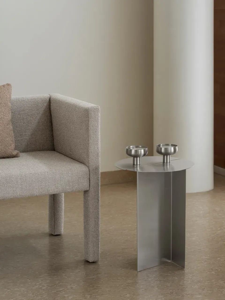 Mesa auxiliar ORU S, Ø35 cm, Acero inoxidable mate*Blomus Discount