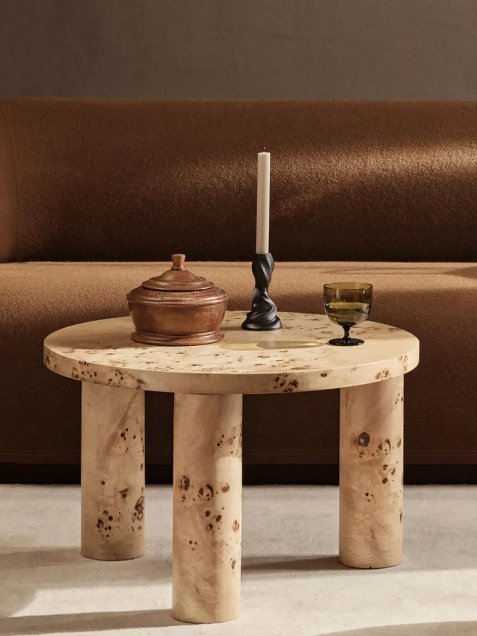 Mesa auxiliar Post small Ø65 cm, Burl veneer*Ferm Living Hot