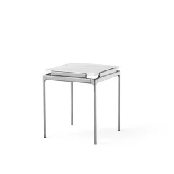 Mesa auxiliar Sett LN11, Bianco carrara-dark chrome*&Tradition Sale