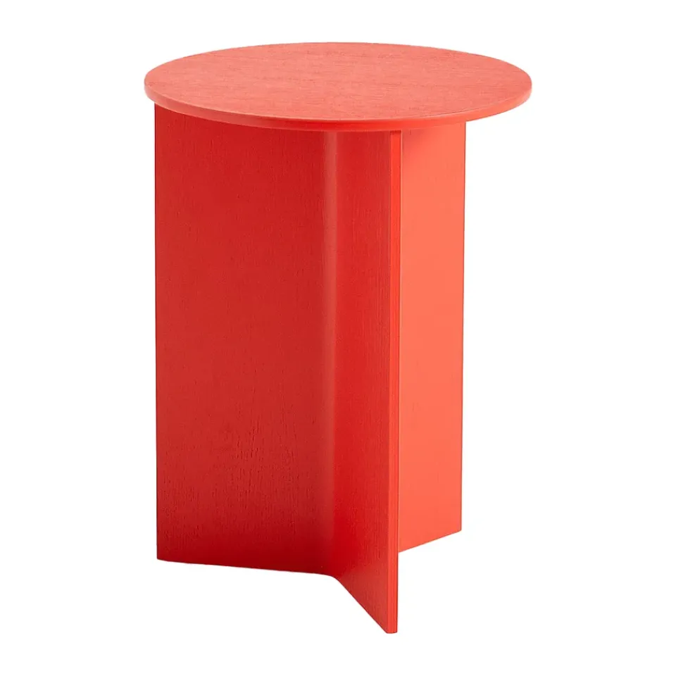 Mesa auxiliar Slit high Ø35 cm, Candy red lacquered oak*HAY Online