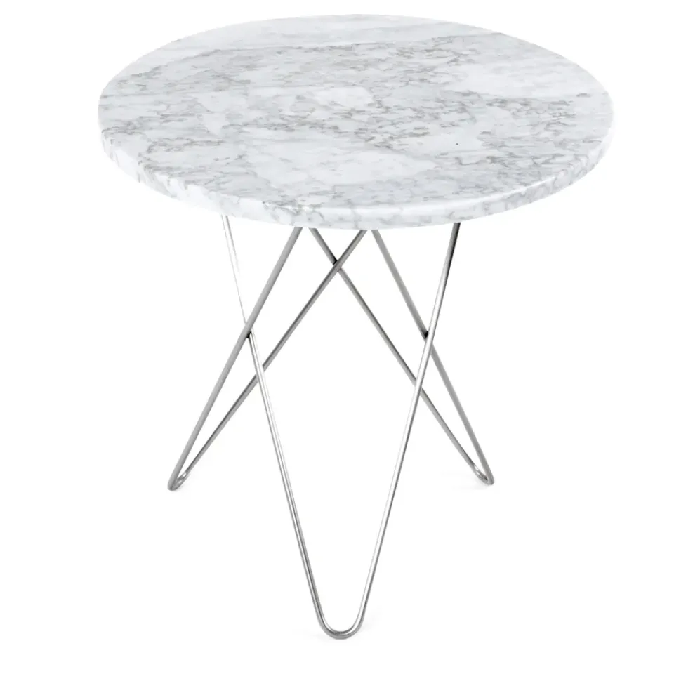 Mesa auxiliar Tall mini O Ø50 H50, base inoxidable, mármol blanco*OX Denmarq New