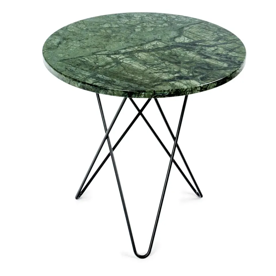 Mesa auxiliar Tall mini O Ø50 H50, base negra, mármol verde*OX Denmarq Hot