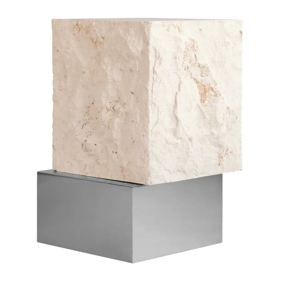 Mesa auxiliar Temple tall 50x33 cm, Chrome-limestone*101 Copenhagen Outlet