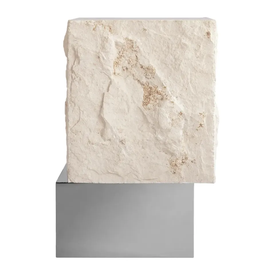 Mesa auxiliar Temple tall 50x33 cm, Chrome-limestone*101 Copenhagen Outlet