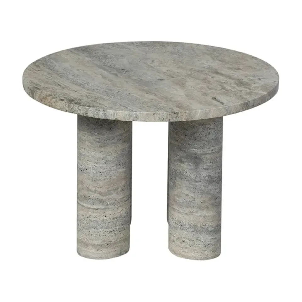 Mesa auxiliar Volos S, Ø52 cm, Travertino Plata*Blomus Outlet