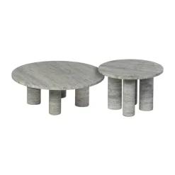 Mesa auxiliar Volos S, Ø52 cm, Travertino Plata*Blomus Outlet