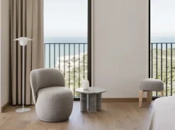 Mesa auxiliar Volos S, Ø52 cm, Travertino Plata*Blomus Outlet