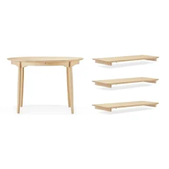 Mesa Carl abedul, Aceitado natural, 3 tableros de extensión+pata de apoyo*Stolab Hot