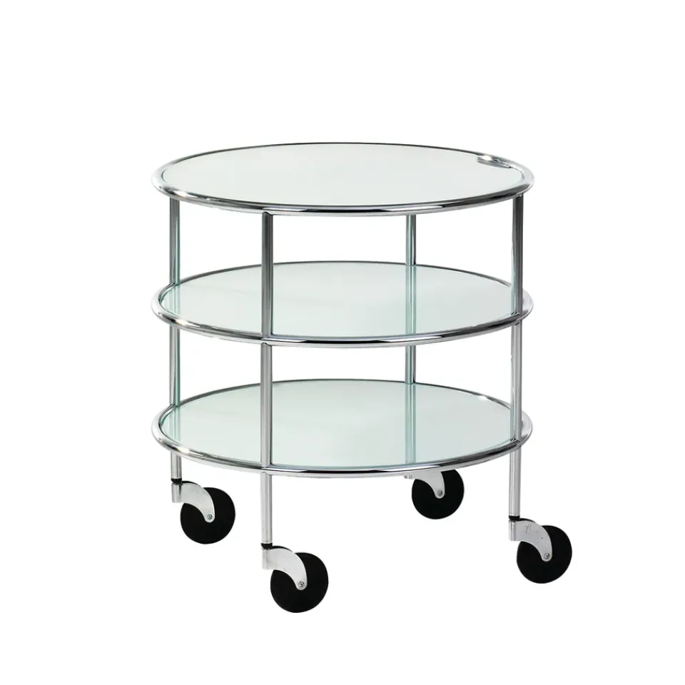 Mesa con ruedas Chicago I, Vidrio esmerilado-cromo*Lammhults New