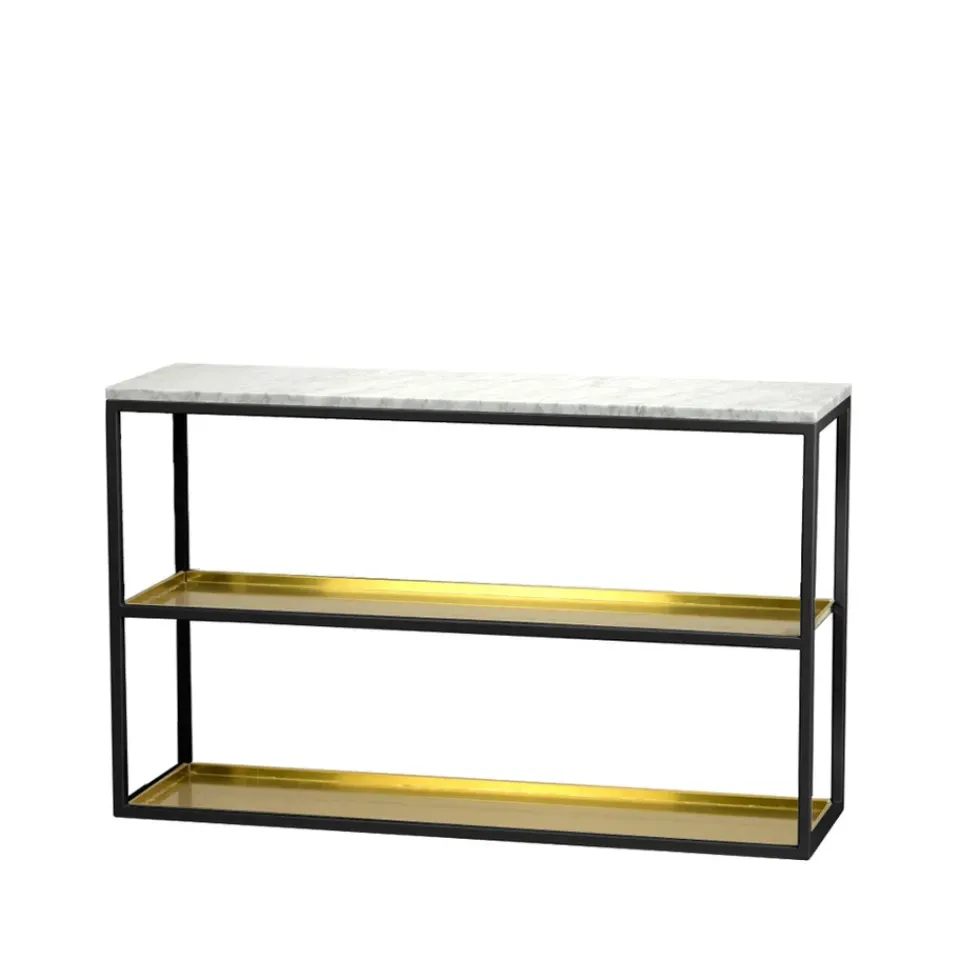 Mesa consola 11, Mármol , base lacada en negro con balda*Scherlin New