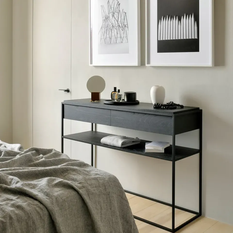 Mesa consola Monolit 122x40 cm, Oak black-Black*Ethnicraft Discount