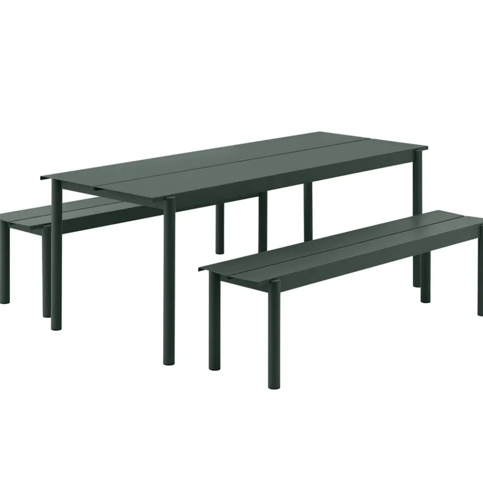 Mesa de acero Linear steel table 200 cm, Dark green*Muuto Discount