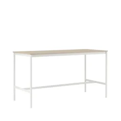 Mesa de bar Base High, Oak, base blanca, borde de madera contrachapada, w85 l190 h105*Muuto Outlet