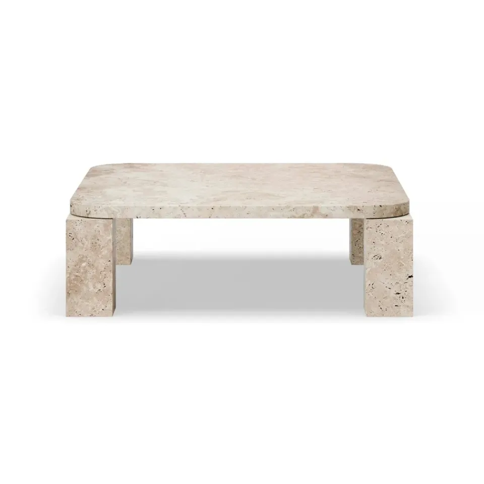 Mesa de centro Atlas 82x82 cm, Travertino sin relleno*New Works Online