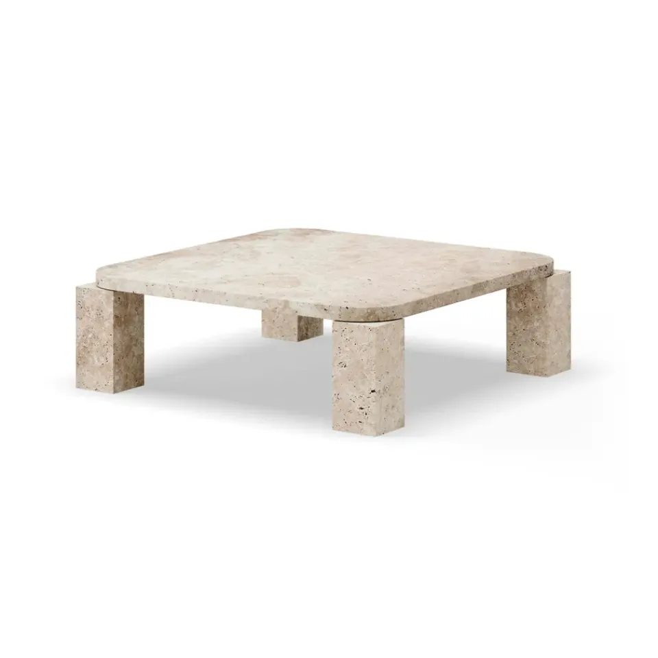 Mesa de centro Atlas 82x82 cm, Travertino sin relleno*New Works Online