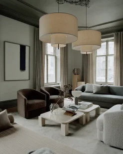 Mesa de centro Atlas 82x82 cm, Travertino sin relleno*New Works Online