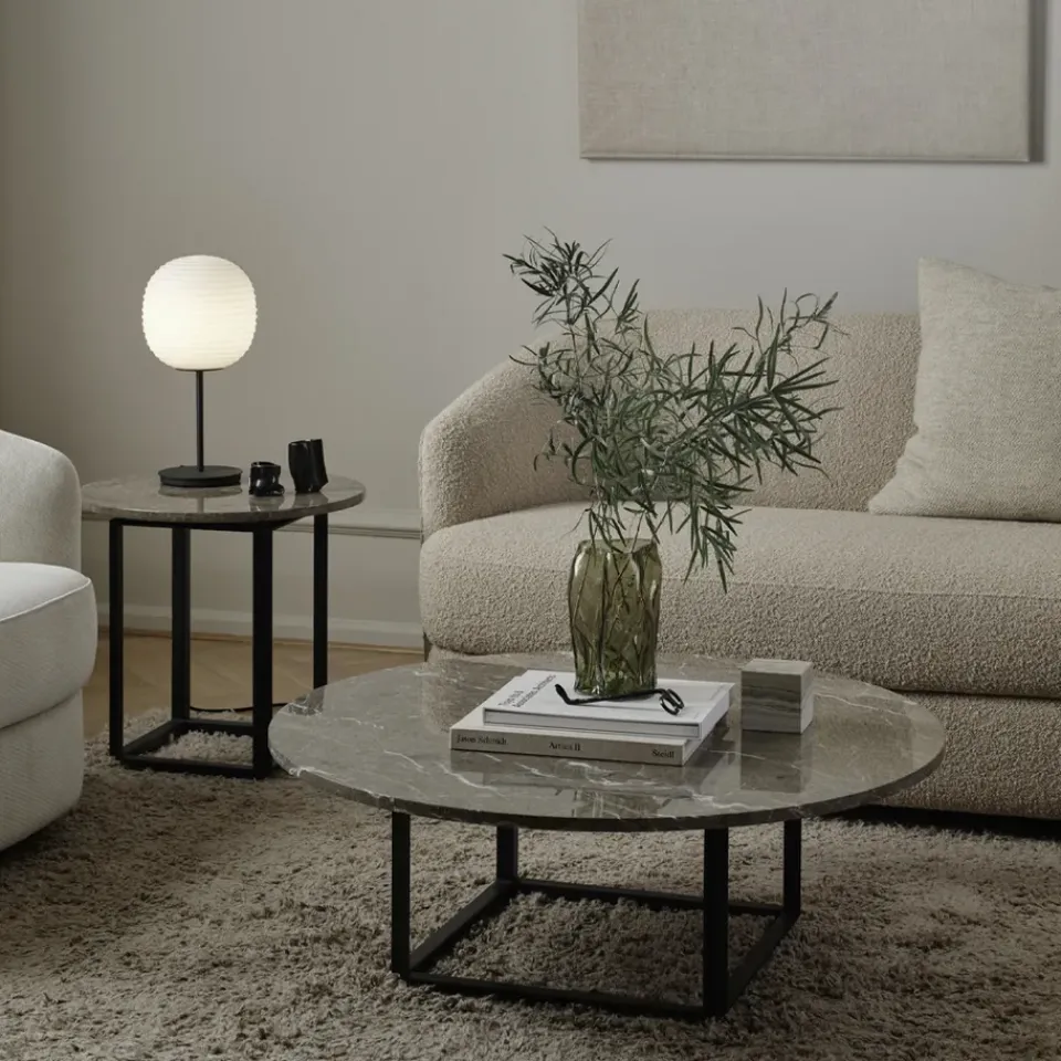 Mesa de centro Florence, mármol du marais, ø90 cm, soporte negro*New Works Sale