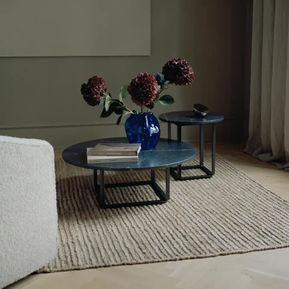 Mesa de centro Florence, mármol du marais, ø90 cm, soporte negro*New Works Sale
