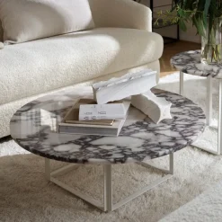 Mesa de centro Florence, mármol marquina, ø90 cm, soporte*New Works New