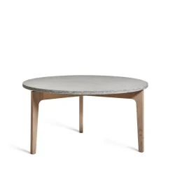 Mesa de centro Höllviken Ø80 cm, Patas de roble tipo piedra caliza blanqueada*Mavis