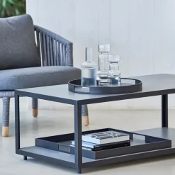 Mesa de centro Level teca 79x79 cm, Lava grey*Cane-line Sale