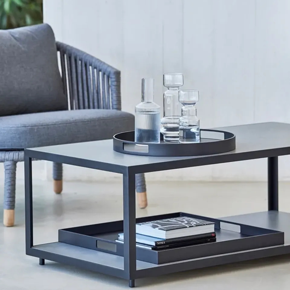Mesa de centro Level teca 79x79 cm, Lava grey*Cane-line Sale