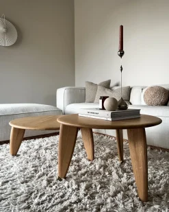 Mesa de centro Lyckeby Ø80x29 cm, Naturlackad ek*1898 New