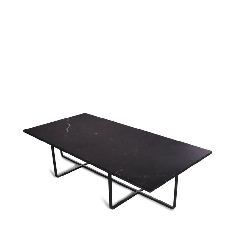 Mesa de centro Ninety rectangular, mármol marquina, estructura negra*OX Denmarq Online