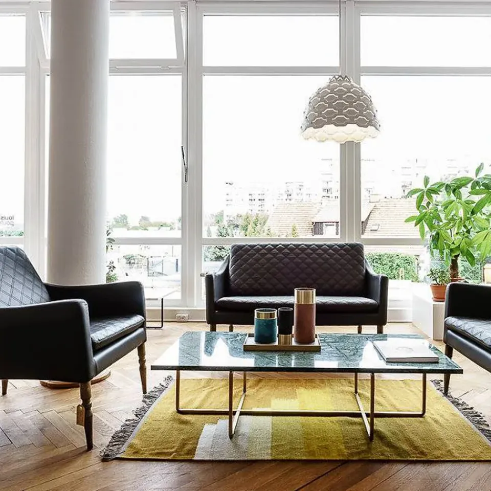 Mesa de centro Ninety rectangular, mármol marquina, estructura negra*OX Denmarq Online