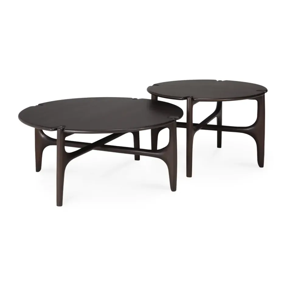 Mesa de centro PI Ø80 cm, Lackad mahogny*Ethnicraft Online