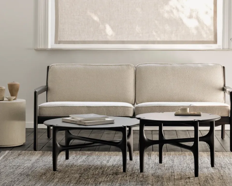 Mesa de centro PI Ø80 cm, Lackad mahogny*Ethnicraft Online