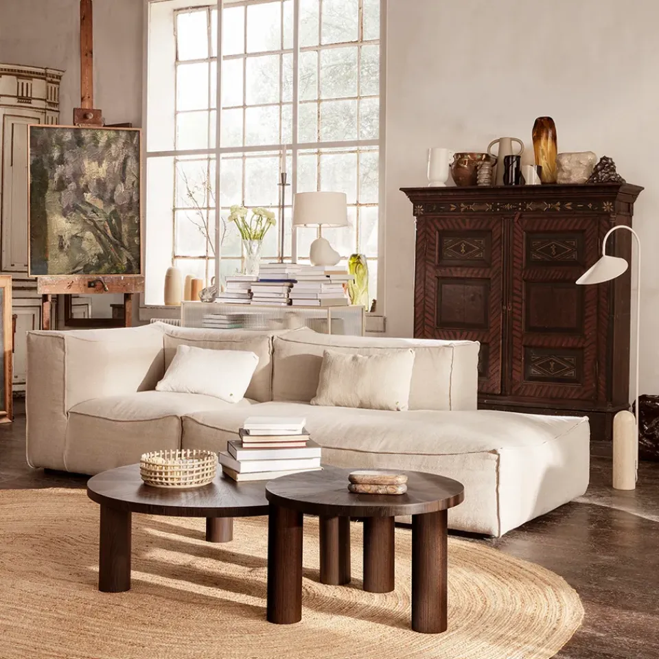 Mesa de centro Post, Oak smoked, large, lines*Ferm Living Hot