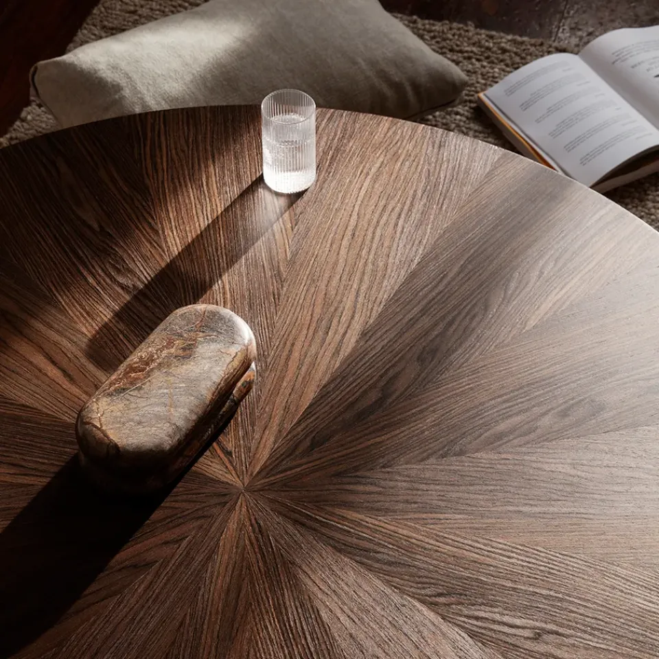 Mesa de centro Post, Oak smoked, large, lines*Ferm Living Hot