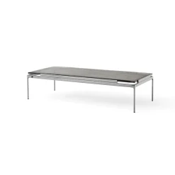 Mesa de centro Sett LN12, Smoked cast glass-dark chrome*&Tradition