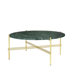 Mesa de centro TS Round, Green guatemala marble, ø80, patas de latón*GUBI Online
