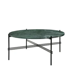 Mesa de centro TS Round, Green guatemala marble, ø80, base negra*GUBI Clearance