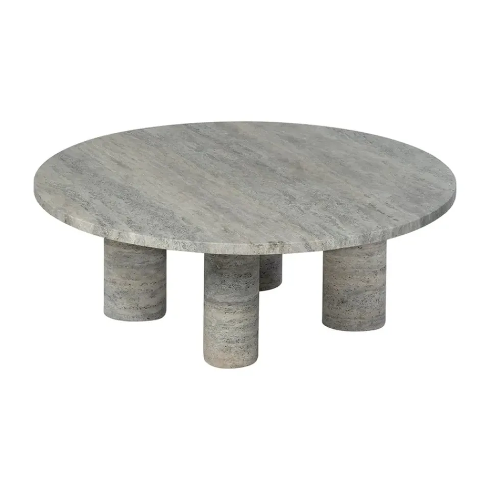 Mesa de centro Volos L, Ø75 cm, Travertino Plata*Blomus Hot