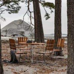 Mesa de comedor 9A, Teak-estructura galvanizada en caliente Ø120 cm*Grythyttan Stålmöbler Discount
