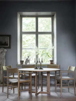 Mesa de comedor Arv ⌀130 cm, Roble blanqueado con acabado mate*Mavis Discount