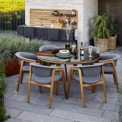 Mesa de comedor Aspect redonda, Fossil black-teak*Cane-line