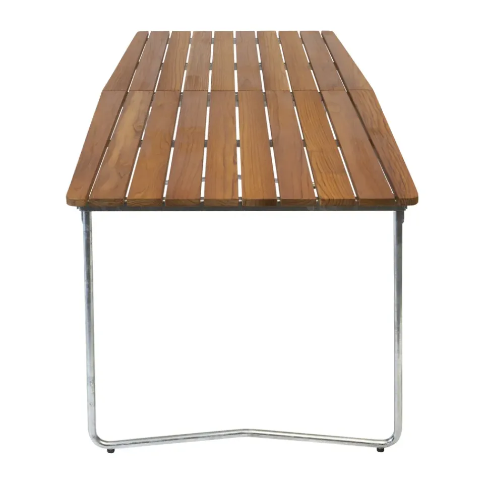 Mesa de comedor B31, Teca sin tratar - patas galvanizadas*Grythyttan Stålmöbler Online