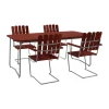 Mesa de comedor B31, 170x92 cm, roble teñido Dark red-lacado-acero galvanizado*Grythyttan Stålmöbler Outlet
